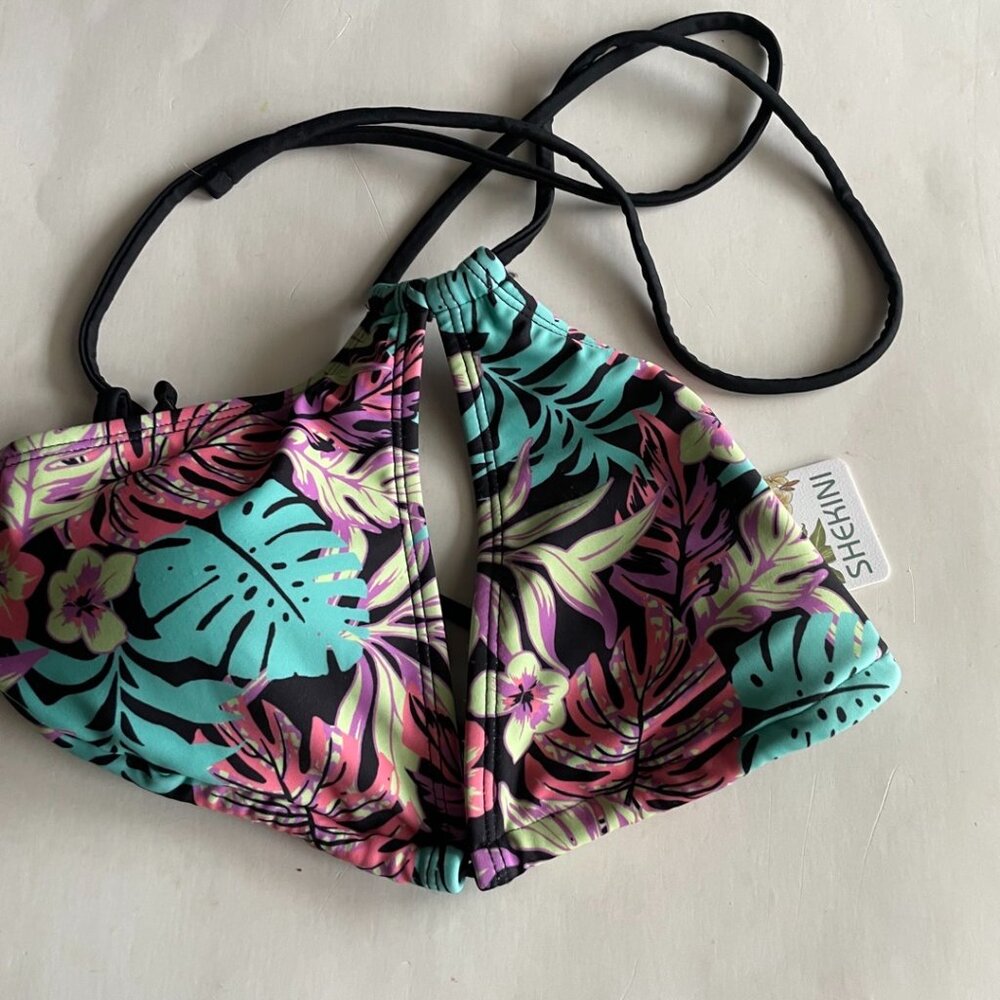 Shekini Tropical Print Bikini Top